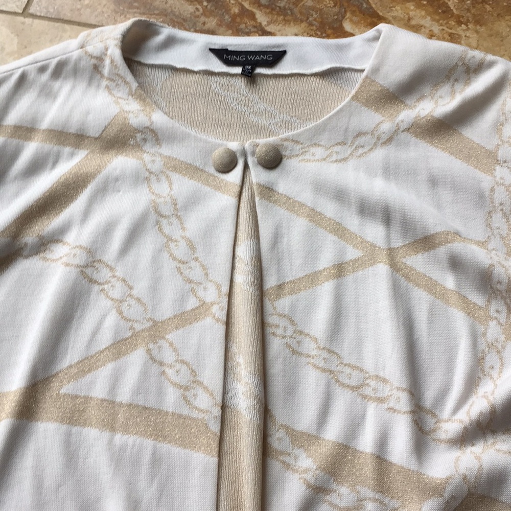 Ming Wang Open blazer/single hook @neck White/gold - Picture 4 of 8